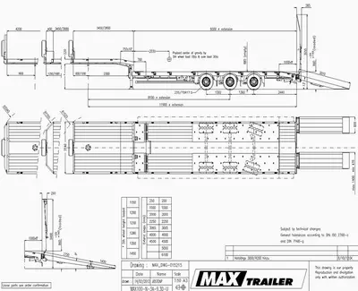 Габаритные размеры MAXTrailer MAX100-N-3A-9.30-U