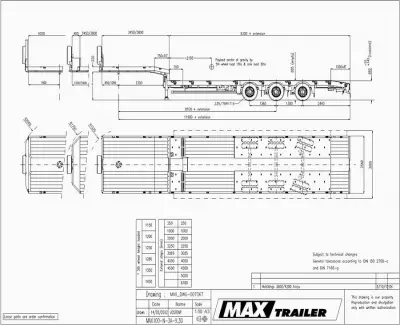 Габаритные размеры MAXTrailer MAX100-N-3A-9.30