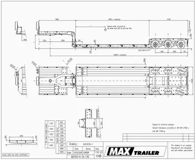 Габаритные размеры MAXTrailer MAX500-N-3A-7.80